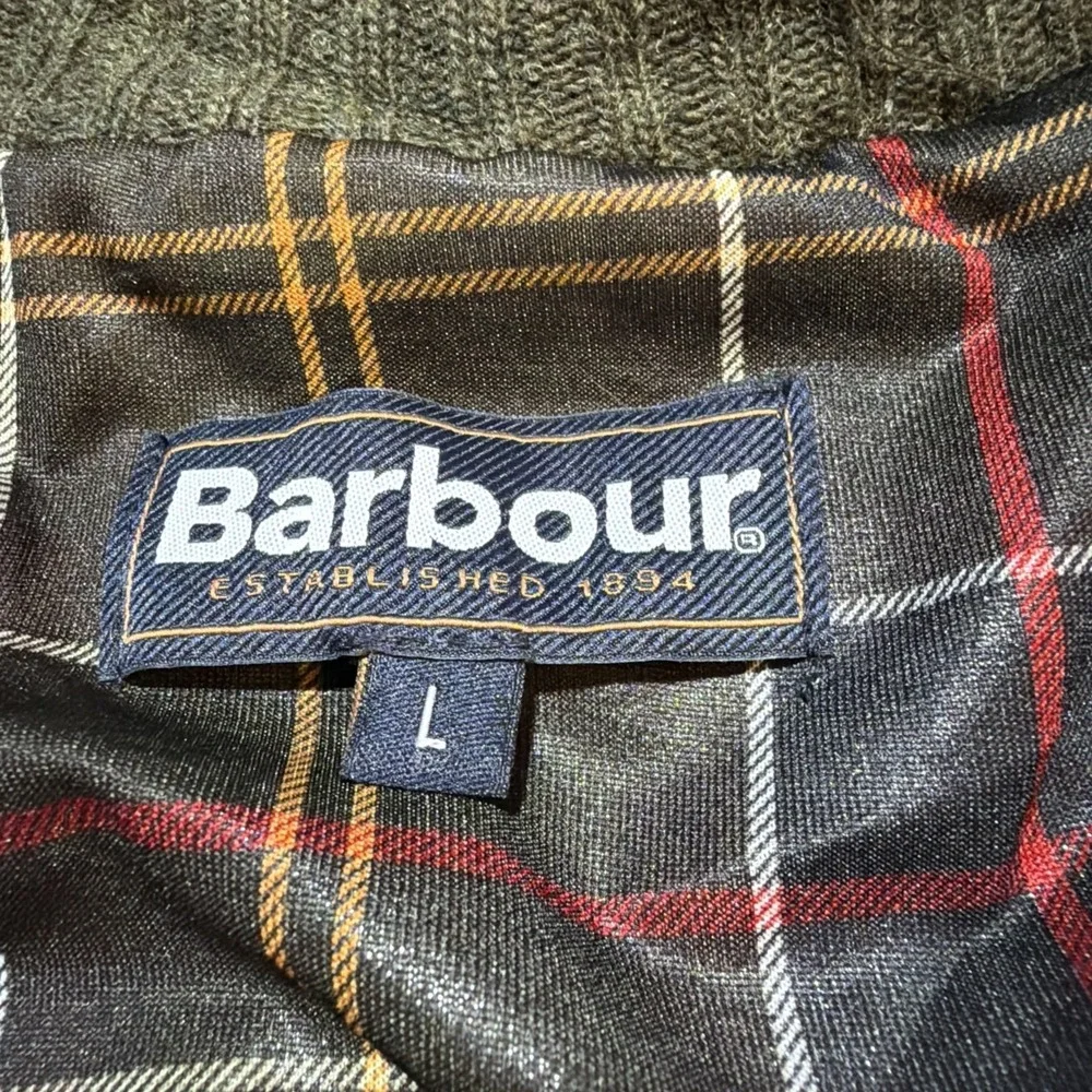 Barbour Full Zip Jumper Green Mens LARGE Soft Lambswool Hilltop Thru Seaweed
